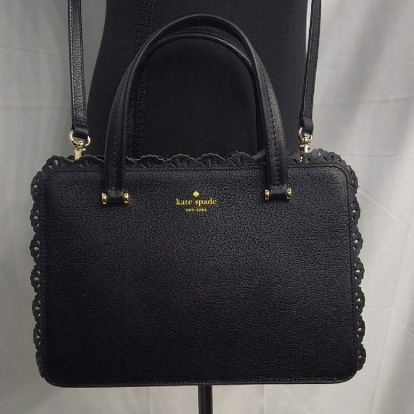 Kate Spade Fordham Court Marielle black leather satchel with lace cutout trim - Picture 16 of 16